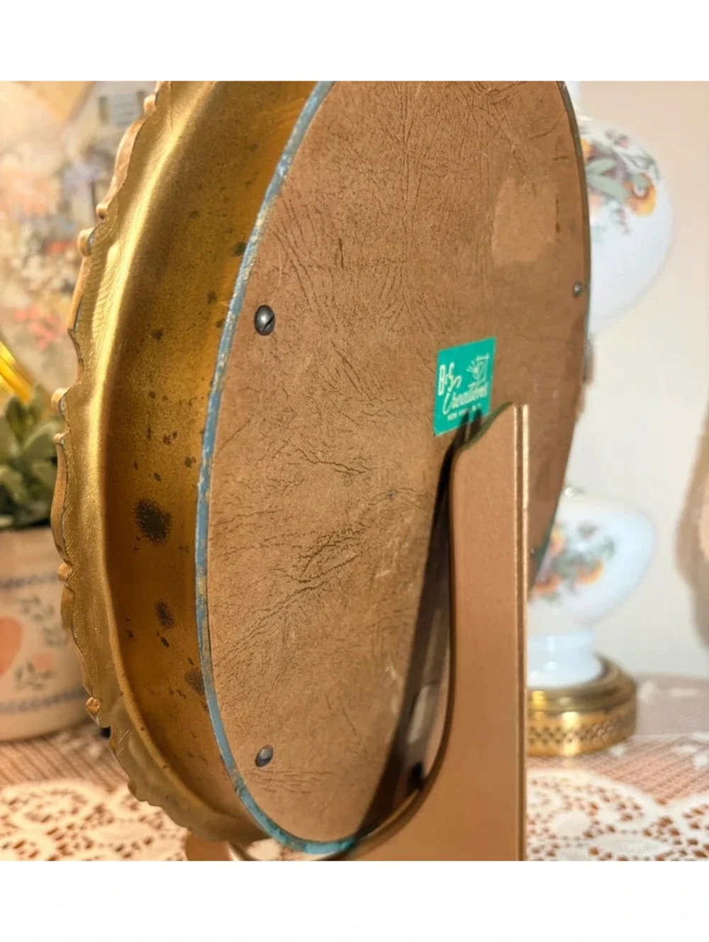 Vintage B&S Creations Fragonard Gold Ornate Convex Wall Plaque